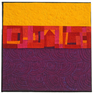Sunset Boulevard art quilt in purple and gold - Cindy Grisdela
