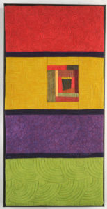 Timeline Art Quilt in red, gold, purple and green - Cindy Grisdela