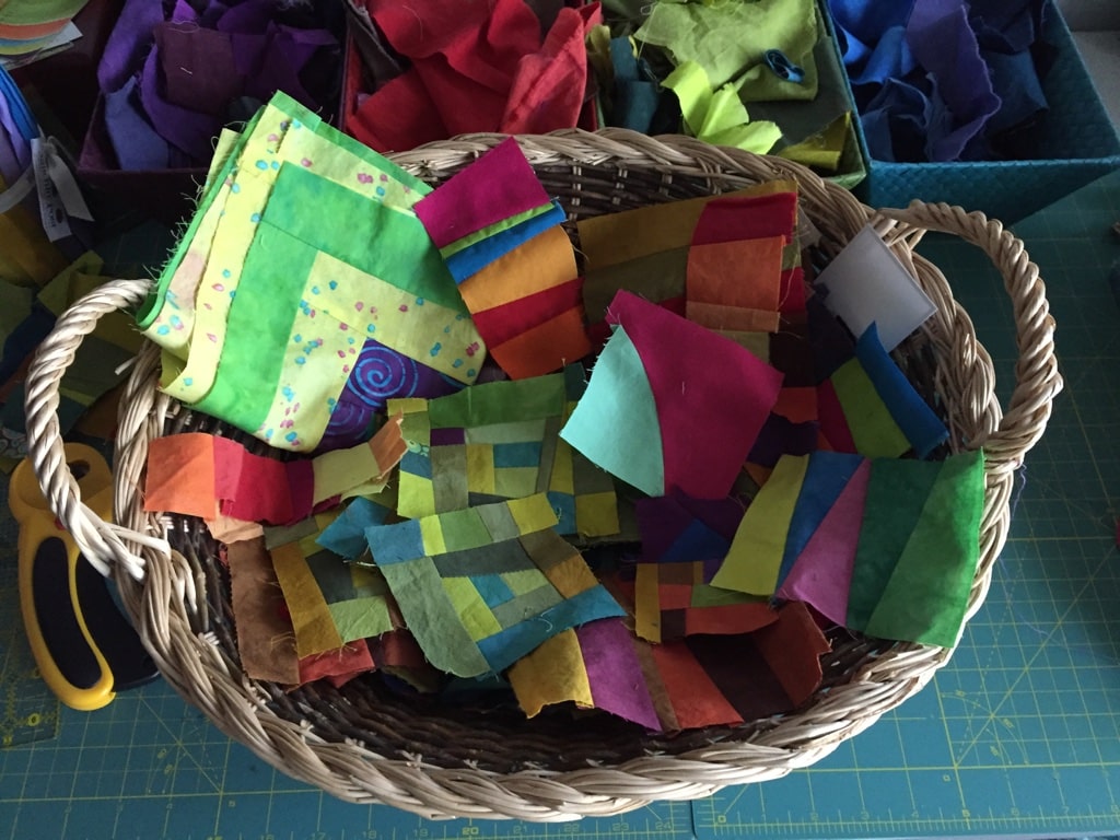 Basket of leftover blocks - Cindy Grisdela Art Quilts