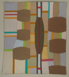 art quilt in neutral tones with pops of color - Cindy Grisdela Art Quilts