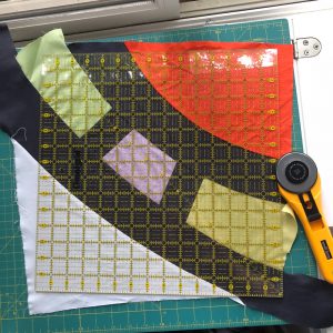 Cutting oversized blocks to size for Kaleidoscope - Cindy Grisdela